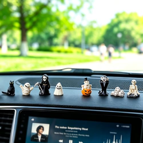 Halloween Mini Car Dashboard Figurines Set - Spooky Gothic Decor 10PCS