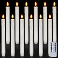 Homemory 12 Pcs White Flameless Taper Candles with Remote Timer - Safe Indoor LED Candlesticks, 9.6 Inches