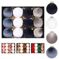 Velvet Christmas Ornaments Set - 12pcs 80mm Light Blue White Dark Blue Gray