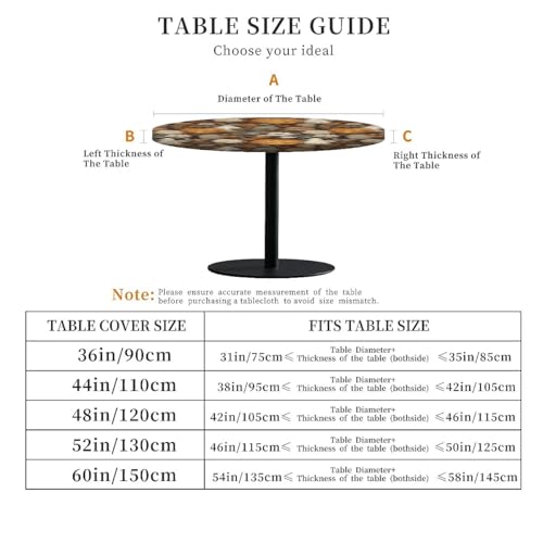 Halloween Round Fitted Tablecloth 48 Inch for 42-46 Inch Tables - Waterproof & Reusable