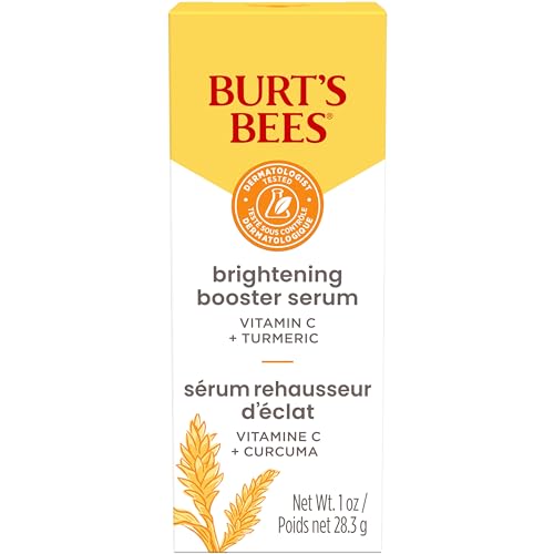 Burt's Bees Vitamin C Turmeric Facial Serum, Brightens Skin & Visibly Reduces Dark Spots, Fine Lines & Wrinkles, Naturally Hydrating, Lightweight - Brightening Booster (1 oz)