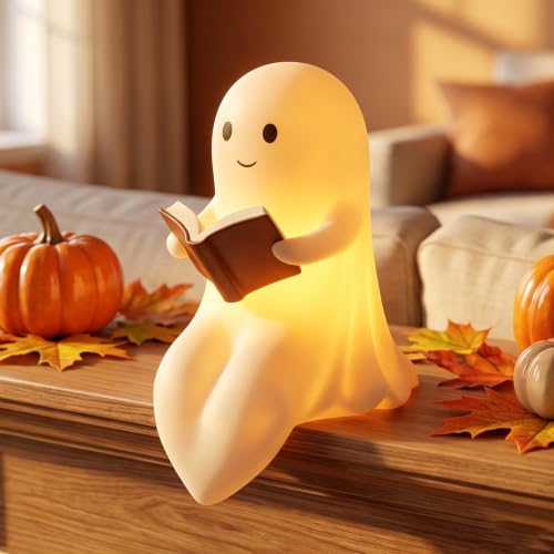 Halloween Ghost Figurine Reading Book Vinyl Decoration - Spooky Home Decor