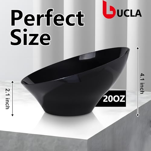 Disposable Plastic Serving Bowls 20oz Black Angled Set of 12 for Party & Wedding - bUCLA