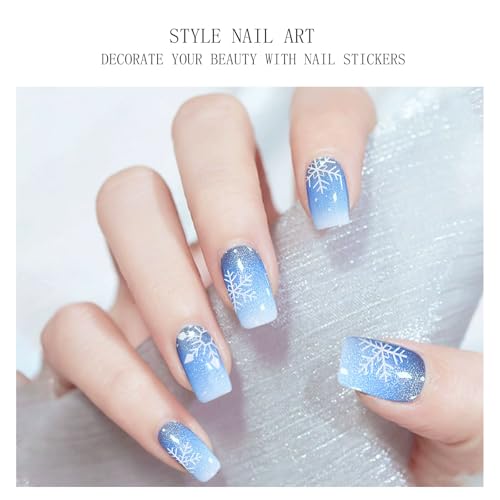 Semi Cured Gel Nail Art Stickers Snowflake Christmas Nail Wraps 20 Sheets