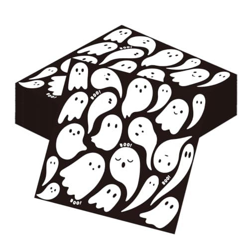 Halloween Ghost Party Decorations - Black Spooky Napkins (50 Pcs) - Variation of THIS listing