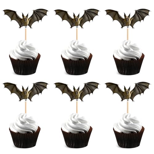 Halloween Bat Cupcake Topper Set - 24pcs Bat-Themed Birthday Decoration - Variation Bat-3a