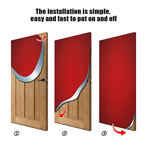Red Christmas Door Cover 35x79 Inch Winter Holiday Porch Banner for Home & Party Decor