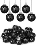 Mini Disco Balls Hanging Ornaments - Black, 24 Pack, 1.57 Inch