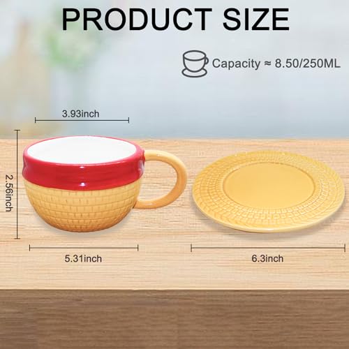 Yellow Anime Novelty Ceramic Coffee Mug Tumbler with Plate - Office Gift
