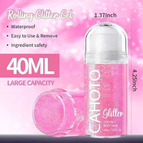 Flamingo Roll-On Glitter for Face, Body & Hair - Pink Glitter Gel - Variation of THIS listing