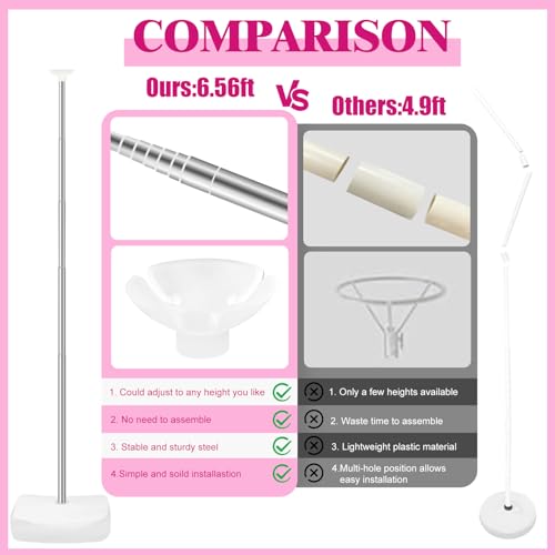 6 Set Heavy-Duty Adjustable Balloon Column Stand Kit for Events - 6.6ft Telescopic Metal Tower with Base