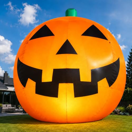 11FT Giant Inflatable Pumpkin with LED Lights - Outdoor Halloween Yard Decor