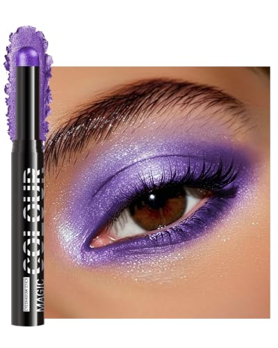 Purple Shimmer Cream Eyeshadow Stick - Bright Long-Lasting Eye Makeup, 23