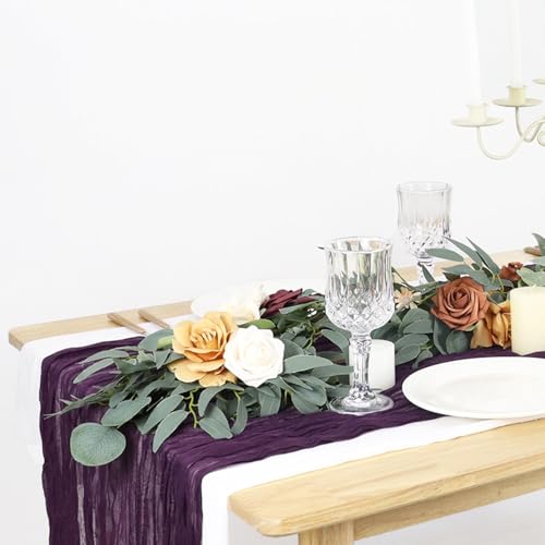 36x10FT Purple Cheesecloth Table Runner - Rustic Wedding & Party Decor