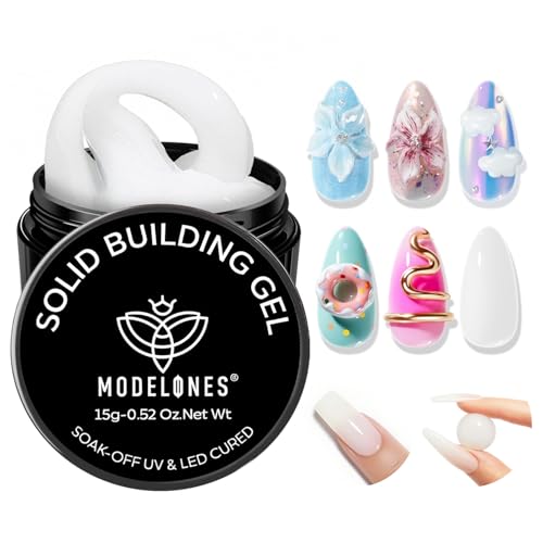 Solid Nail Builder Gel - Milky White 3D Sculpting Gel for Nails, 15g - Modelones
