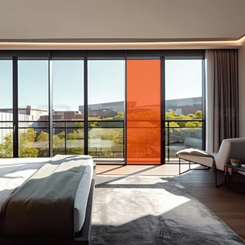 Halloween Transparent Window Film - Orange Sun Blocking Vinyl for Home & School Decoration - 35.4In x 10Ft