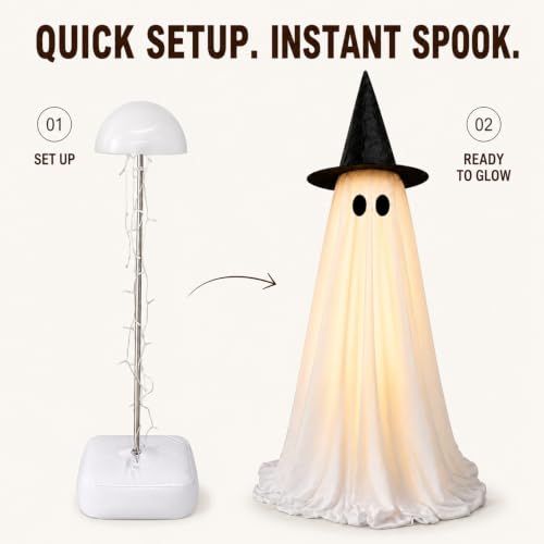 Indoor Halloween Ghost Decorations with Lights - 2 Pack Spooky Spooky Halloween Decor
