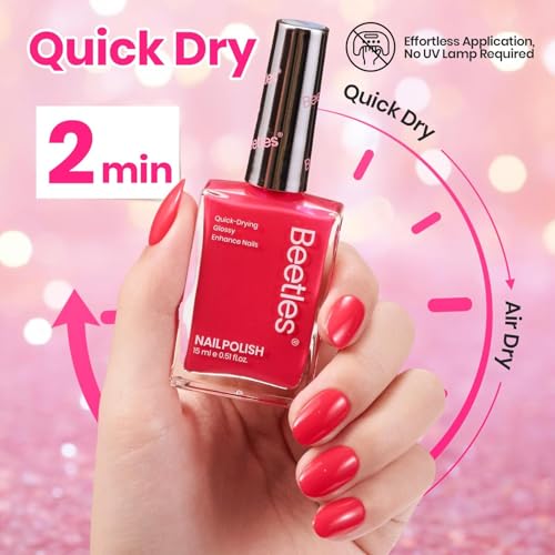 Beetles Neon Pink Nail Polish - Magenta Beat, Quick Dry, 0.51 Fl Oz