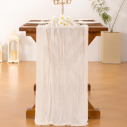 Ivory Cheesecloth Table Runner 10ft x 10pcs for Wedding & Event Decor