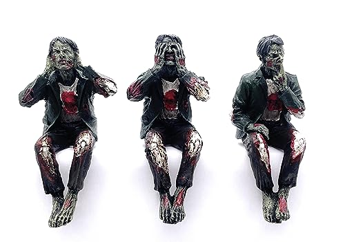 Zombie Figurines Shelf Sitters - See Hear Speak No Evil Horror Decor