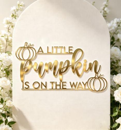 Gold Acrylic Pumpkin Baby Shower Wall Decal for Fall & Halloween Parties