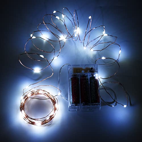 Battery Operated String Lights 16Ft Christmas Fairy Lights Indoor Outdoor with 8 Flashing Modes - White 10 Pack