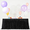 14ft Sequin Table Skirt Black - Rectangular 30x14 Inch Party Decor