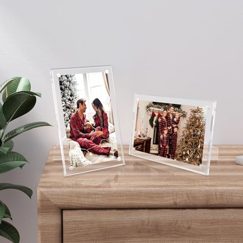 3 Pack Acrylic Picture Frames 4x6 with Stand - Modern Photo Display