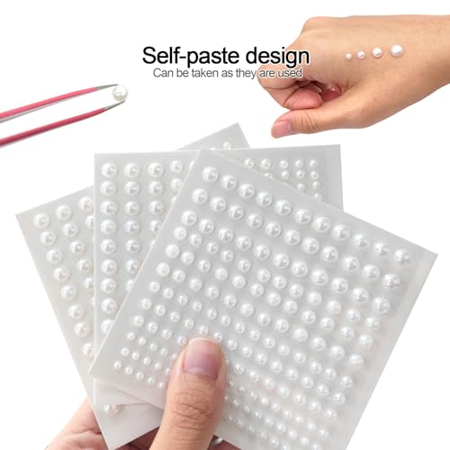 Self-Adhesive Pearl Face & Hair Gems Stickers 660pcs for Crafts & Makeup