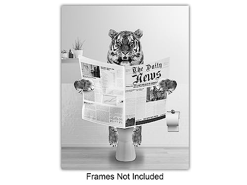 Funny Animal Bathroom Wall Art 8x10 Unframed Toilet Decor
