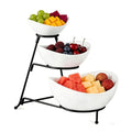 Gomakren 3-Tier Serving Bowl Set with Black Stand, Chip & Dip Holder