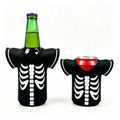 Skeleton Halloween Drink Sleeve 2 Pack - Neoprene Can & Bottle Cooler - Bone Skeleton Variation