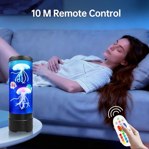 Jellyfish Lamp with Bluetooth Speaker - 17 Colors & 4 Modes, USB Powered, Black - Teen Room Decor