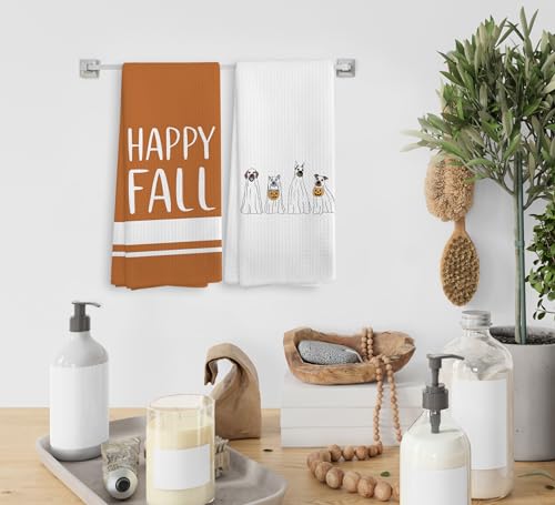 Happy Fall Kitchen Towels and Dishcloths Set of 2 - Fall & Halloween Decor