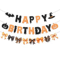 Halloween Birthday Banner - Glitter Bat & Pumpkin Decor for Girls