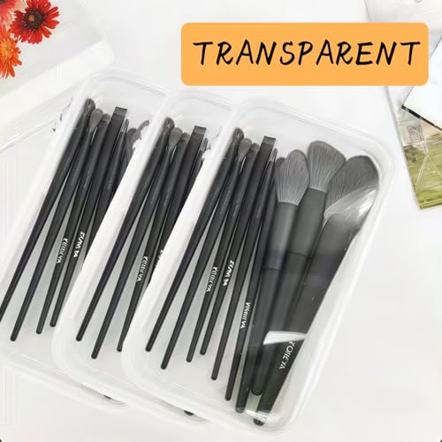 UMTOTBAY 3 Pcs Zippered Transparent Cases，Clear Hard Pouch，Portable Double Zipper Hard Bag,Waterproof Clear Hard Shell Zipper Case for Cosmetic Storage, Snacks, Pencil Case (Small*3)
