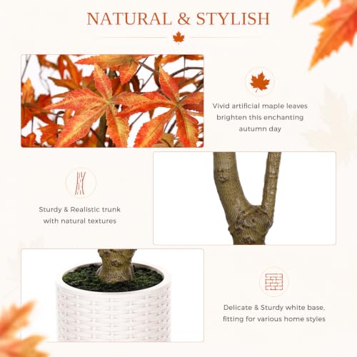 7FT Artificial Maple Tree with Pot - Fall Orange Autumn Decor for Indoor & Outdoor