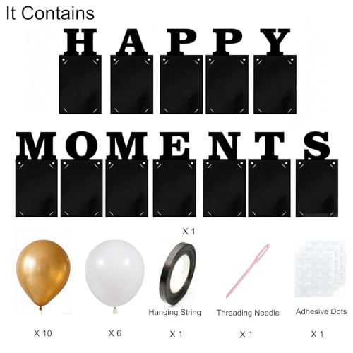 Birthday Photo Banner with Balloons - Black 4x6 Versatile Party Decorations