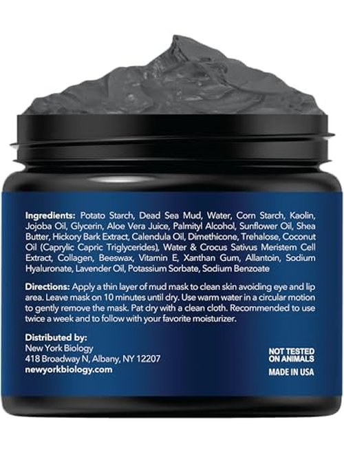 New York Biology Dead Sea Mud Mask for Face, Body | with Stem Cell and Collagen | Spa Quality Pore Refiner for Oily Skin | Natural Skincare for Women, Men | Tighten Skin | 4 oz