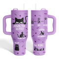 34HD Black Cat Tumbler 40oz with Handle & Straw - Purple Cat Variation
