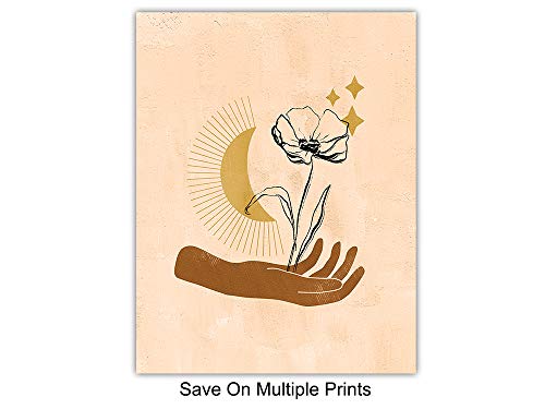 Boho Wall Art - Sun Moon Stars Celestial Decor - Minimalist Mid Century Gift Set