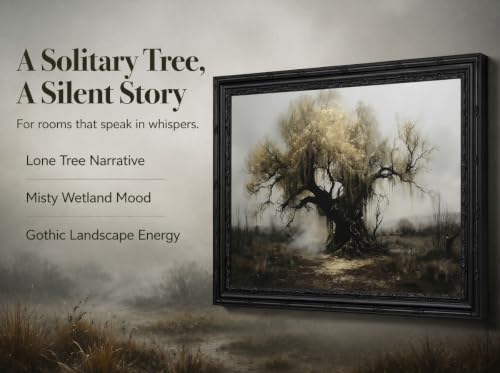 Dark Old Tree Gothic Wall Art - 24x16 Inch Framed Landscape Decor