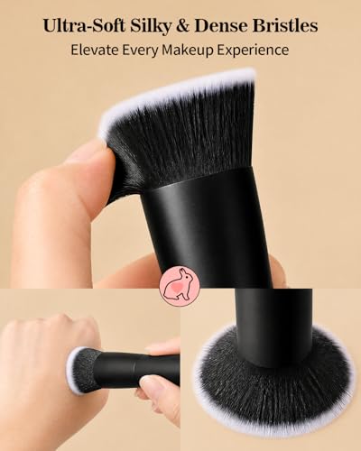 Flat Top Foundation Brush - Matte Black Kabuki Makeup Tool