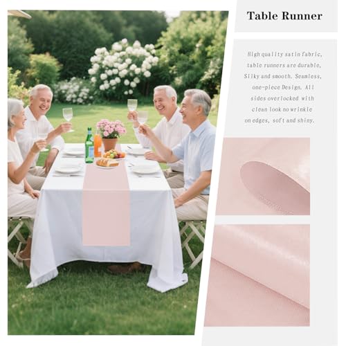 Rose Gold Satin Table Runner 12x108 Inch Pack of 10 - Wedding & Party Decor