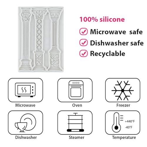 Roman Column Silicone Mold Greek Pillars Cake Decorating Set - Style B