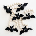 Halloween Felt Bat Garland - Black & White Party Decorations, 8 Bats with Wool Balls - Variation of Bat