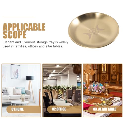 Golden Bedside Table Tray Candle Holder Altar Decor for Table - Angoily