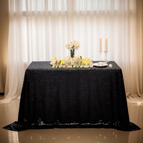 Black Sequin Square Tablecloth 72x72 Inches Wedding Party Decor Overlays