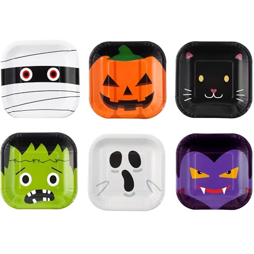Halloween Disposable Paper Plates Set - 48 Count, 9-Inch Party Dinnerware