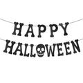Halloween Skeleton Banner with Glitter Paper - Black Halloween Wall Decorations